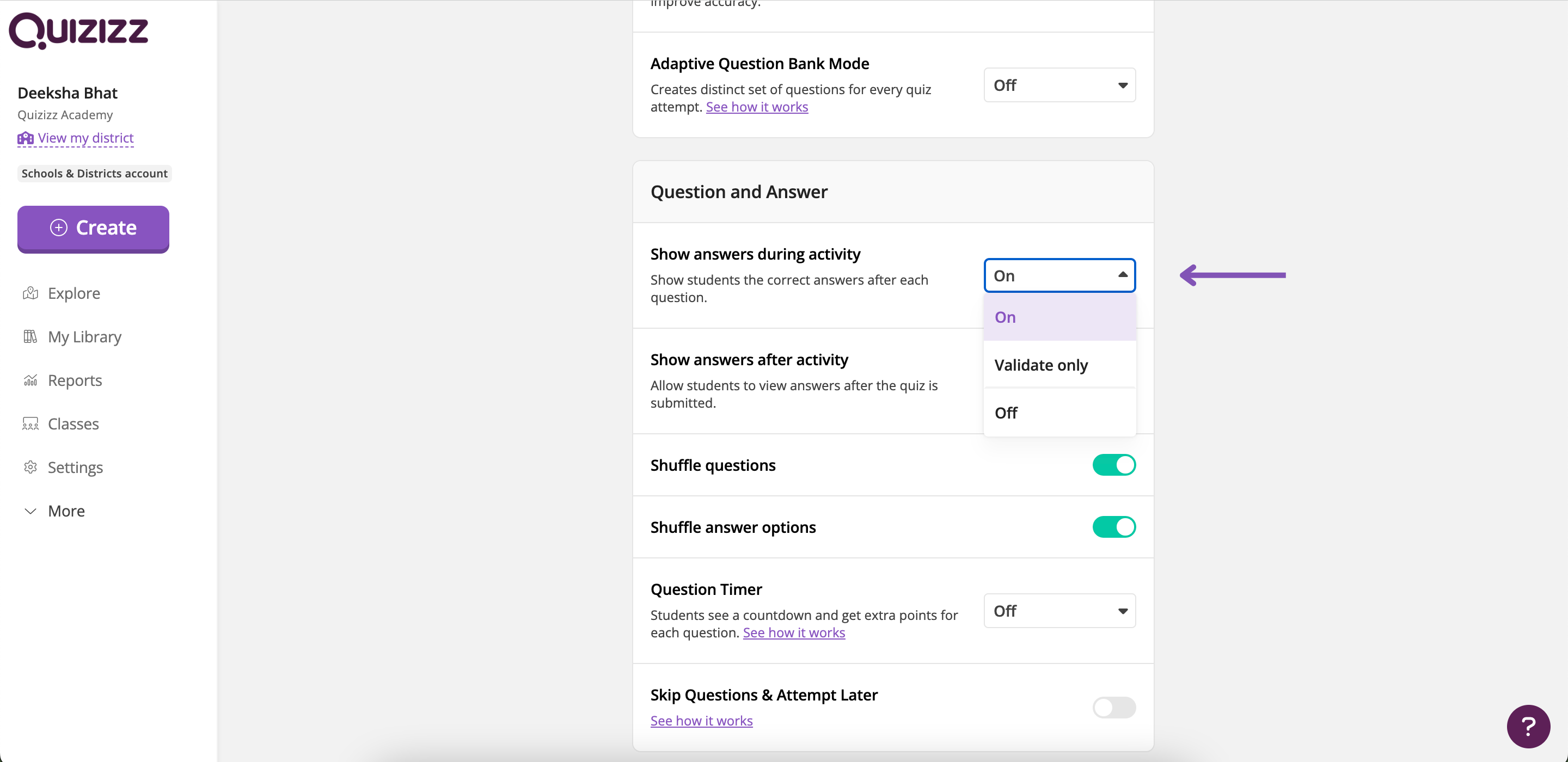 5. Quizizz: Checking Reports of Participants 