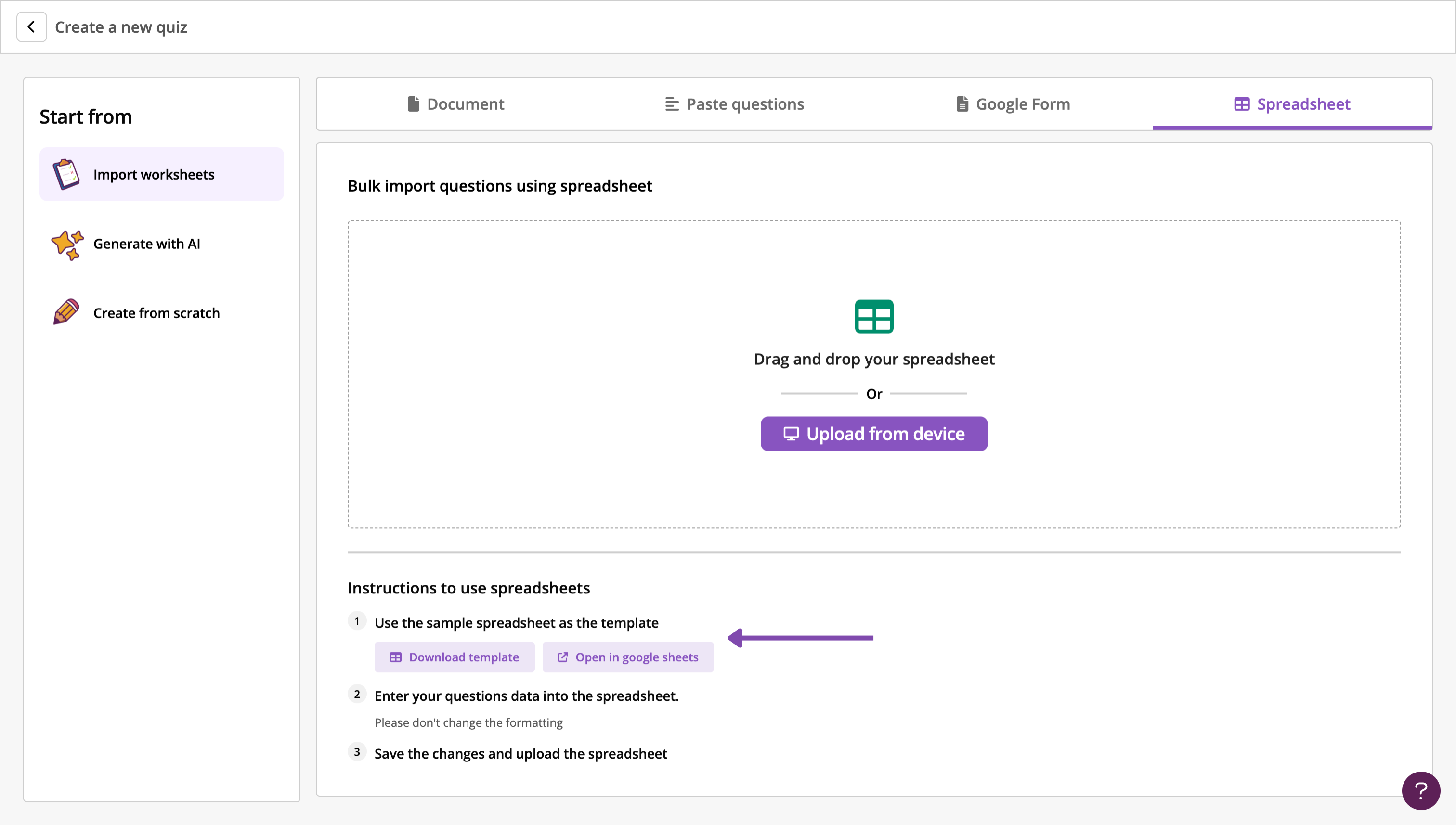 Import Questions, Worksheets, And More With Quizizz AI – Help Center