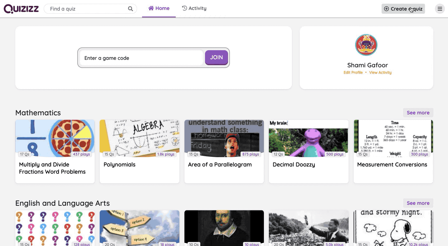 Can Students Create Quizzes on Quizizz? – Help Center, play a game