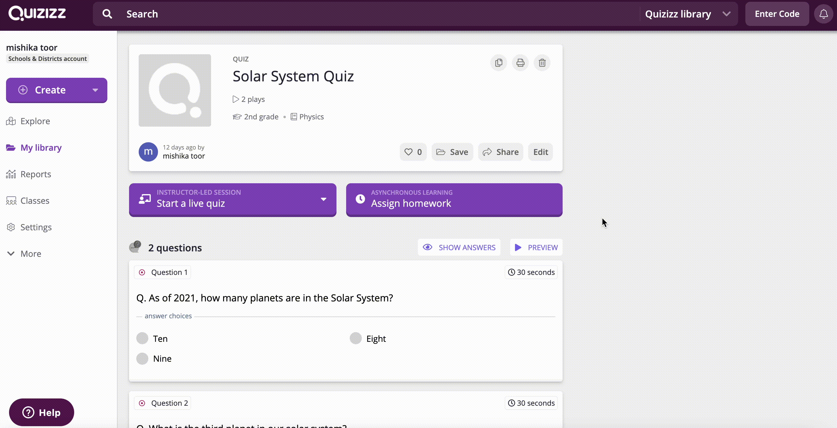 Creating a Quiz in Quizizz 