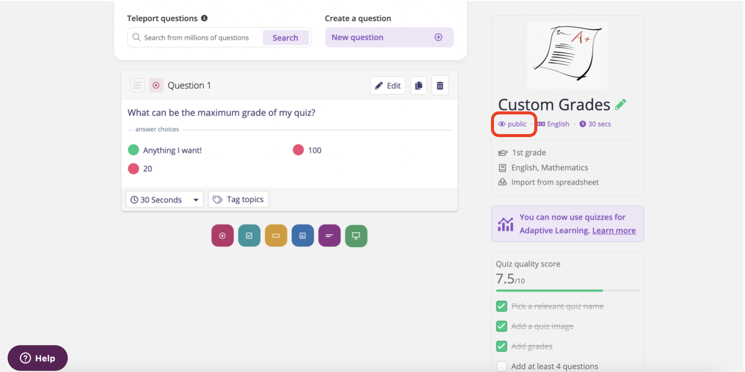 Solo and Homework Games in Quizizz 