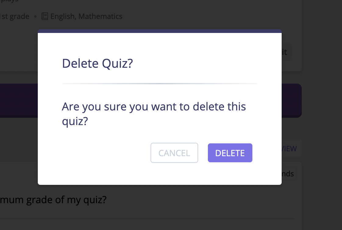 Delete a quiz – Help Center