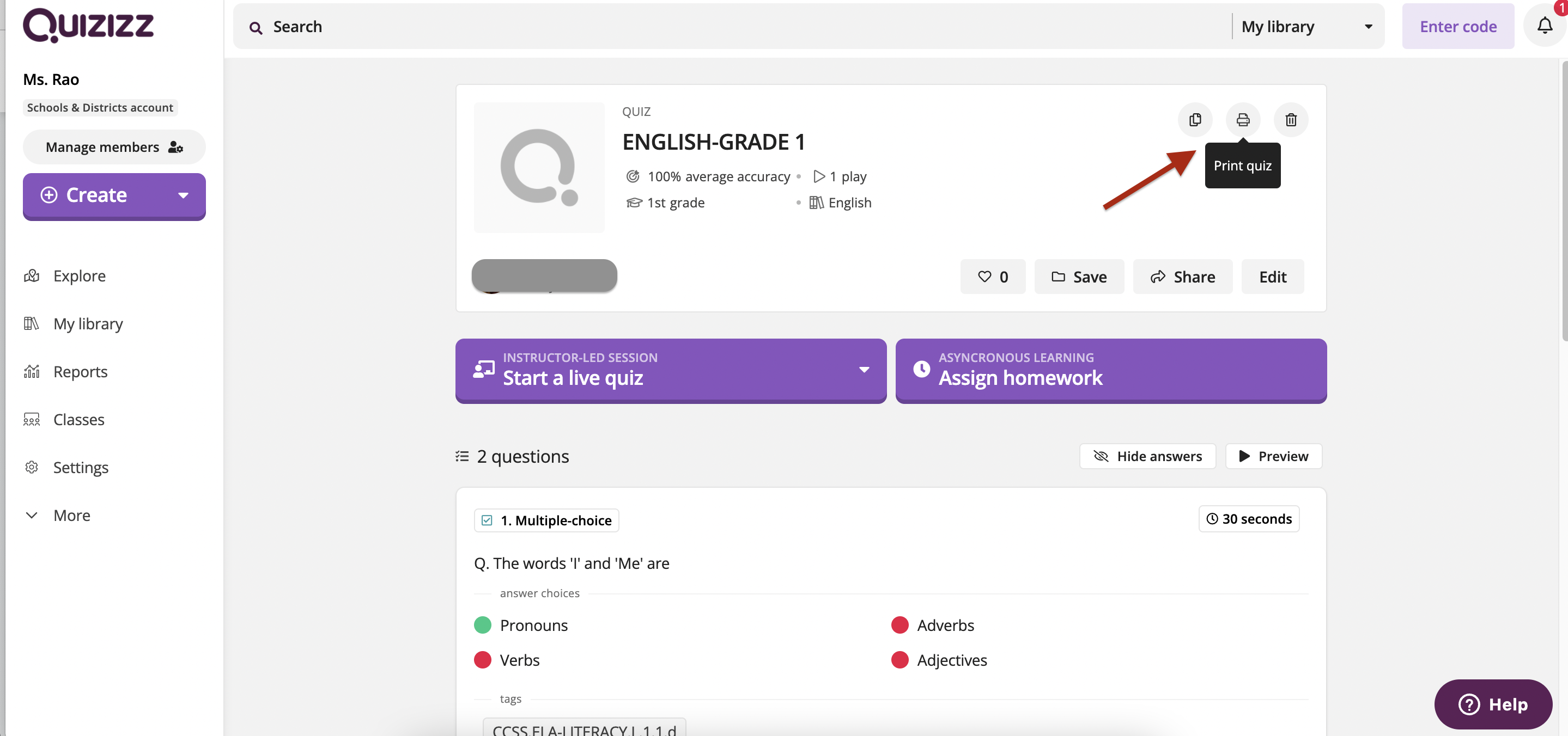 Quizizz - Homework and Solo Play